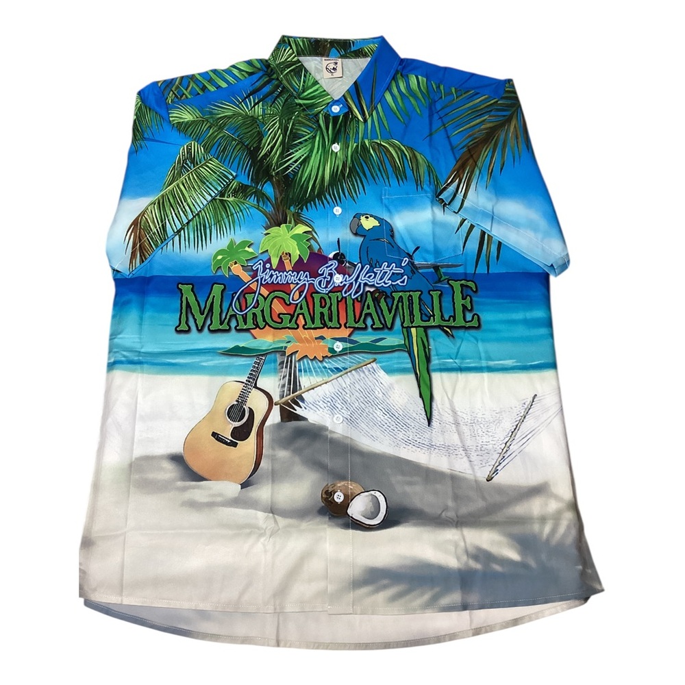 Margaritaville Men's Blue Tropical Button-Up Shirt size xl